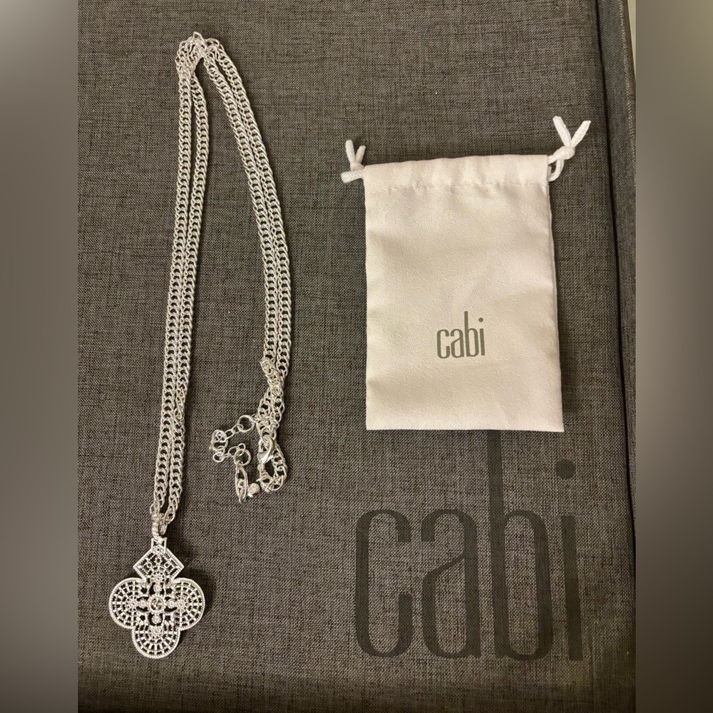 New CAbi Intricate Valentina Silver Necklace with Pouch